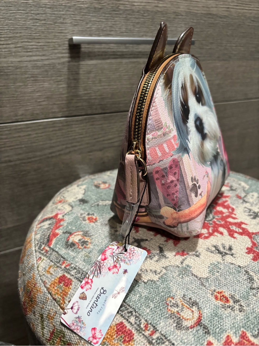 NWT Brentano Cozy Puppy Print Crossbody Bag - Picture 2 of 4